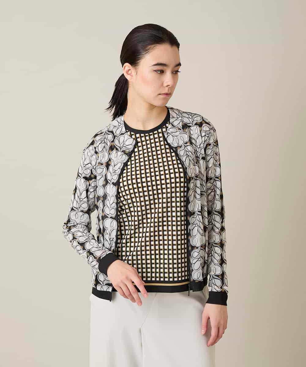 RSTFD04430 TRUNK HIROKO KOSHINO ファジーフラワーチュールブルゾン/日本製/洗える