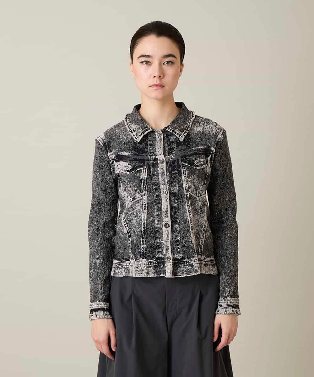 RSTFF20590 TRUNK HIROKO KOSHINO(ヒロココシノ) 【WEB/京王百貨店新宿店限定】立体ストレッチデニムジャケット /日本製/洗える ブラック