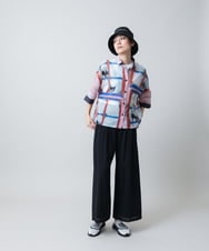 RSTGB11490 TRUNK HIROKO KOSHINO(ヒロココシノ) ネコモチーフアートプリントシャツ/日本製/洗える ブルー