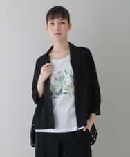 RSTGU10400 TRUNK HIROKO KOSHINO(ヒロココシノ) 【洗える/日本製】ジョイントレースジップアップジャケット ブラック