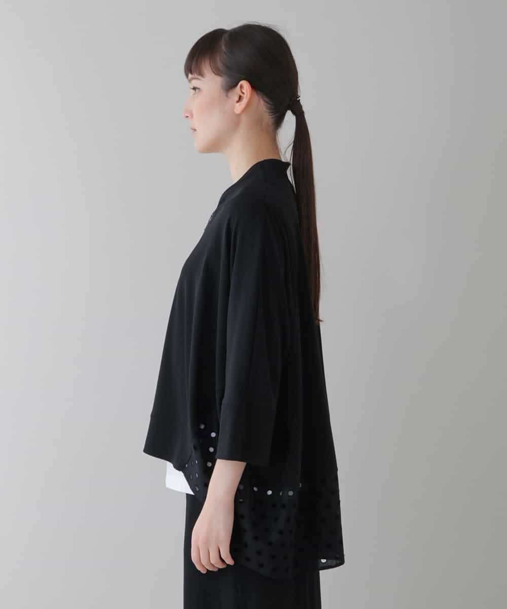 RSTGU10400 TRUNK HIROKO KOSHINO(ヒロココシノ) 【洗える/日本製】ジョイントレースジップアップジャケット ブラック