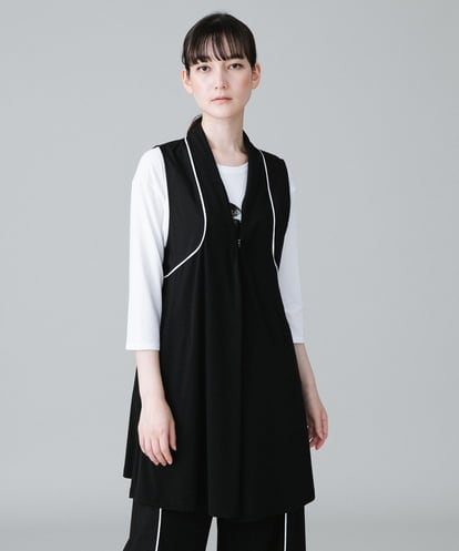 RSTGX30330 TRUNK HIROKO KOSHINO パイピングラインデザインベスト /日本製/洗える