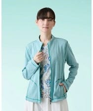 RSTHE11490 TRUNK HIROKO KOSHINO(ヒロココシノ) ステッチアクセントカジュアルジャケット/日本製/洗える ライトブルー