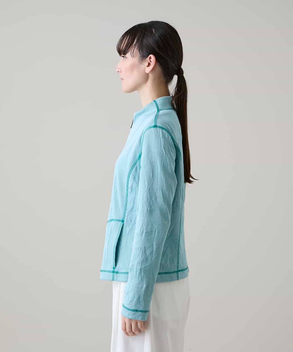 RSTHE11490 TRUNK HIROKO KOSHINO(ヒロココシノ) ステッチアクセントカジュアルジャケット/日本製/洗える ライトブルー