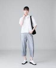RSTHW06450 TRUNK HIROKO KOSHINO(ヒロココシノ) ロゴボーダーブロッキングデザインシャツ/日本製 /洗濯機で洗える ホワイト