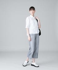RSTHW06450 TRUNK HIROKO KOSHINO(ヒロココシノ) ロゴボーダーブロッキングデザインシャツ/日本製 /洗濯機で洗える ホワイト