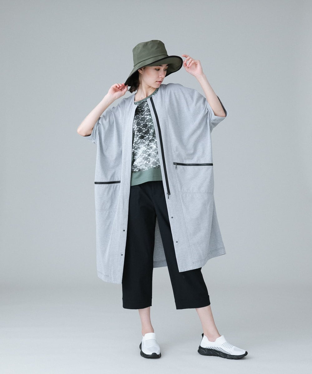 RSTIW33450 TRUNK HIROKO KOSHINO(ヒロココシノ) DRYCOOLブルゾンワンピース/洗濯機で洗える ライトグレー