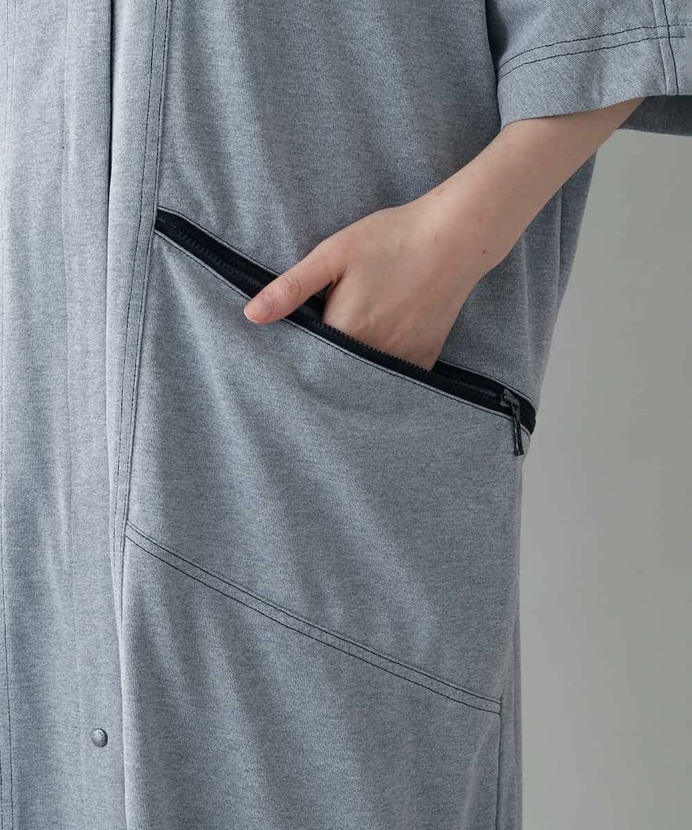 RSTIW33450 TRUNK HIROKO KOSHINO(ヒロココシノ) DRYCOOLブルゾンワンピース/洗濯機で洗える ライトグレー