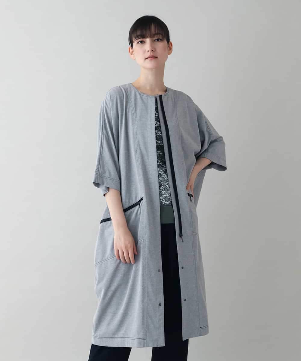 RSTIW33450 TRUNK HIROKO KOSHINO(ヒロココシノ) DRYCOOLブルゾンワンピース/洗濯機で洗える ライトグレー