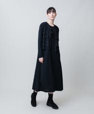 RSTJB11590 TRUNK HIROKO KOSHINO(ヒロココシノ) ジョイントテープラッフルデザインジャケット /洗える ブラック