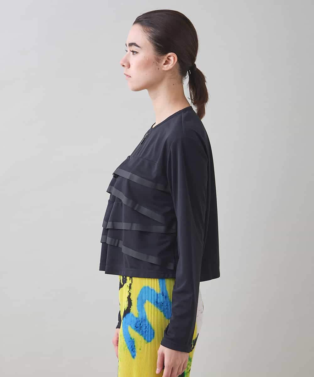RSTJB11590 TRUNK HIROKO KOSHINO(ヒロココシノ) ジョイントテープラッフルデザインジャケット /洗える ブラック
