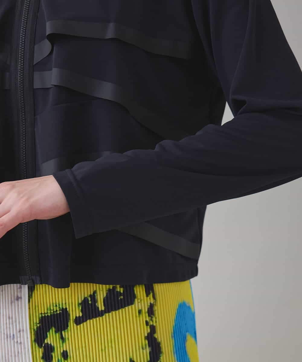 RSTJB11590 TRUNK HIROKO KOSHINO(ヒロココシノ) ジョイントテープラッフルデザインジャケット /洗える ブラック