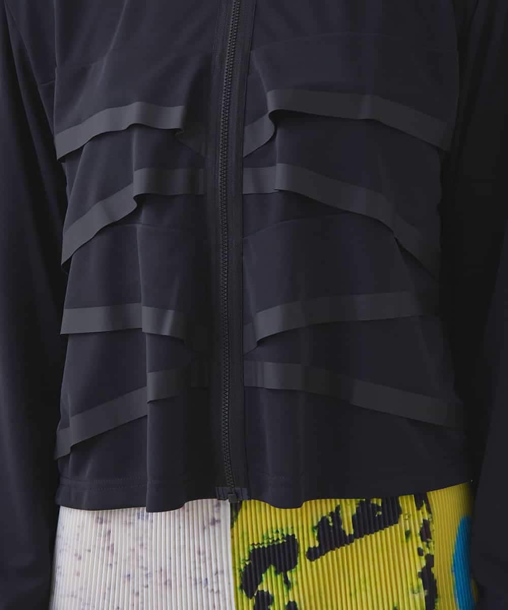 RSTJB11590 TRUNK HIROKO KOSHINO(ヒロココシノ) ジョイントテープラッフルデザインジャケット /洗える ブラック
