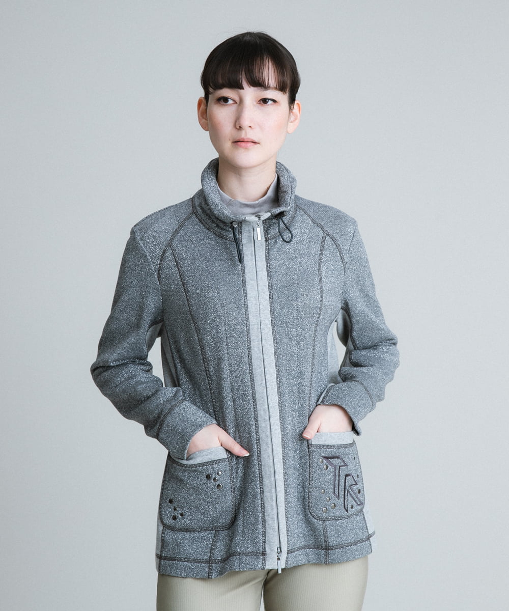 RSTJQ01440 TRUNK HIROKO KOSHINO(ヒロココシノ) 【洗濯機で洗える】ラメデザインスウェットジャケット シルバー