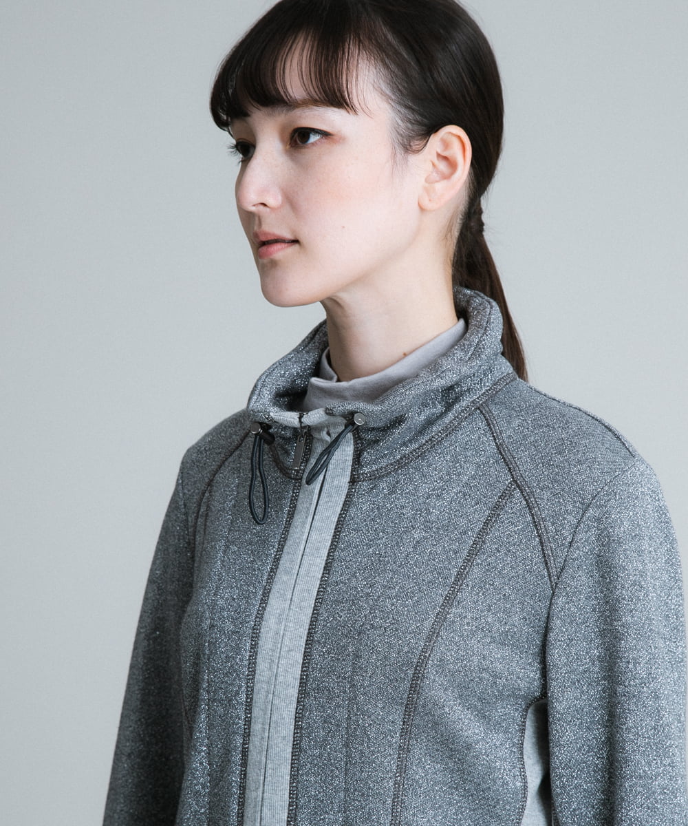 RSTJQ01440 TRUNK HIROKO KOSHINO(ヒロココシノ) 【洗濯機で洗える】ラメデザインスウェットジャケット シルバー