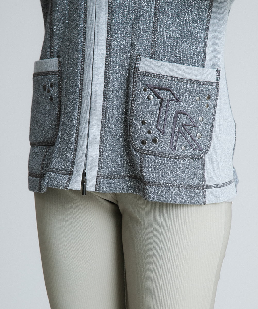 RSTJQ01440 TRUNK HIROKO KOSHINO(ヒロココシノ) 【洗濯機で洗える】ラメデザインスウェットジャケット シルバー
