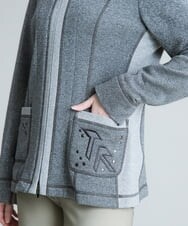 RSTJQ01440 TRUNK HIROKO KOSHINO(ヒロココシノ) 【洗濯機で洗える】ラメデザインスウェットジャケット シルバー