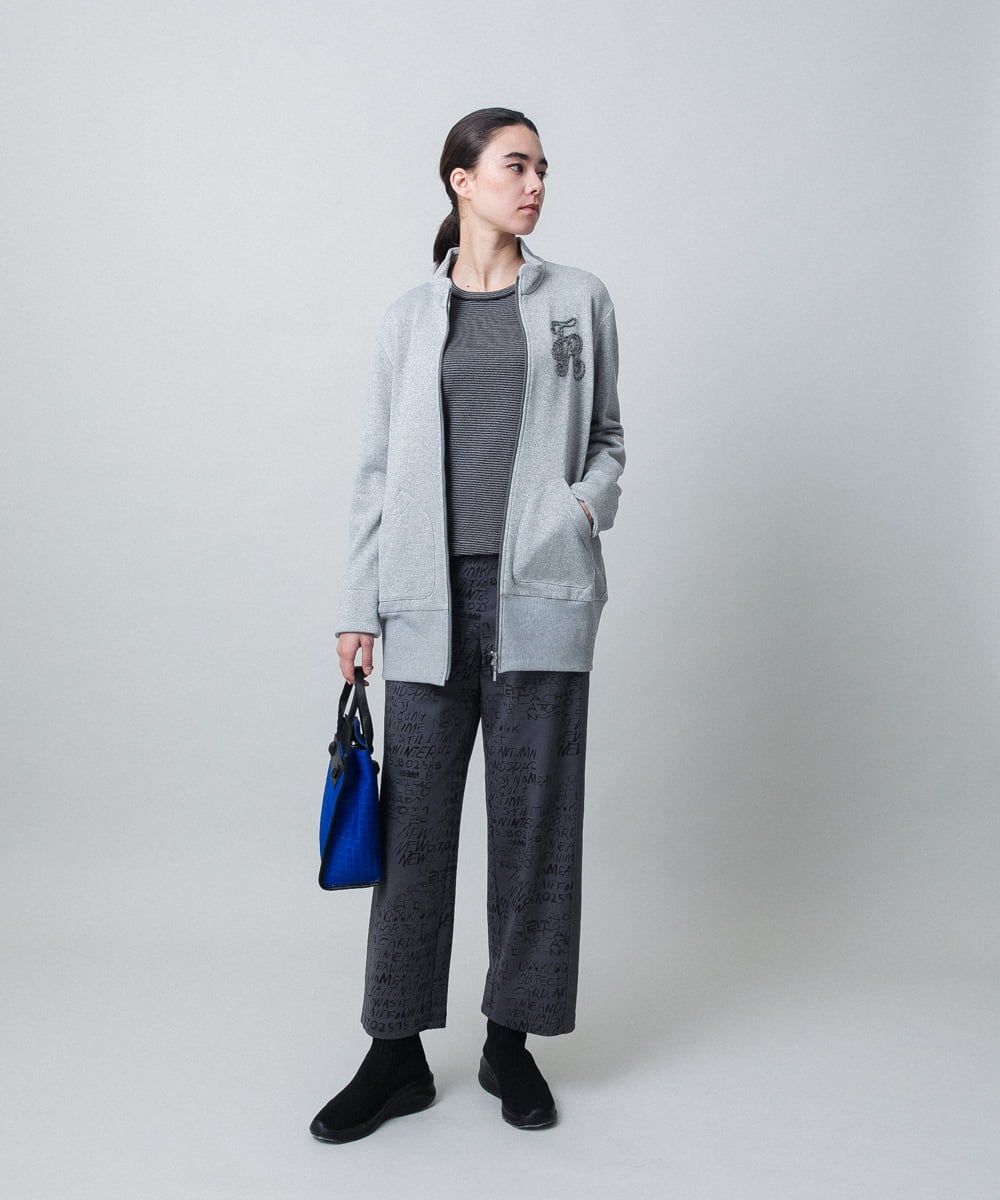 RSTLB06590 TRUNK HIROKO KOSHINO(ヒロココシノ) グリッター裏毛パーカー/日本製/洗える グレー