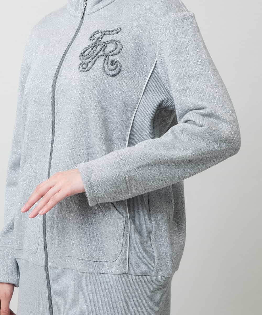 RSTLB06590 TRUNK HIROKO KOSHINO(ヒロココシノ) グリッター裏毛パーカー/日本製/洗える グレー