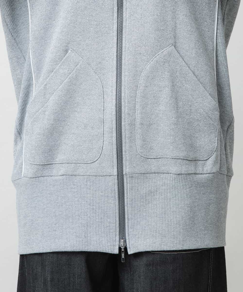 RSTLB06590 TRUNK HIROKO KOSHINO(ヒロココシノ) グリッター裏毛パーカー/日本製/洗える グレー