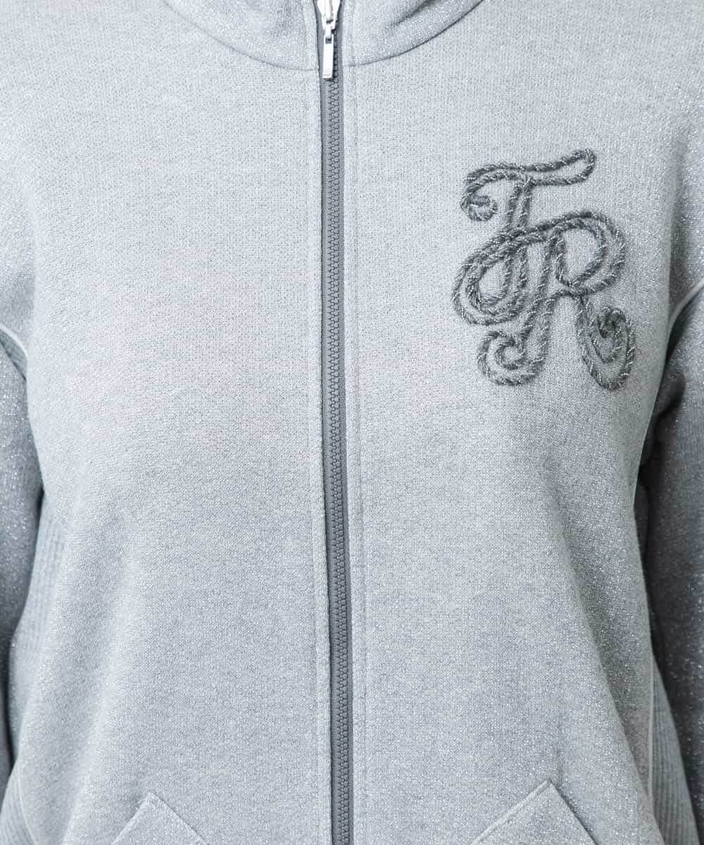 RSTLB06590 TRUNK HIROKO KOSHINO(ヒロココシノ) グリッター裏毛パーカー/日本製/洗える グレー