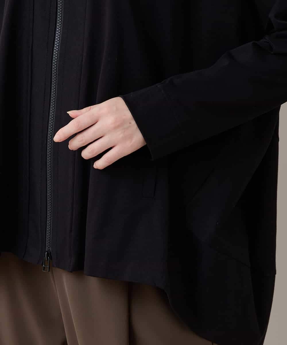 RSTLC71390 TRUNK HIROKO KOSHINO(ヒロココシノ) 【WEB/京王百貨店新宿店限定】切り替えパターンダブルジップパーカー/日本製/洗える ブラック