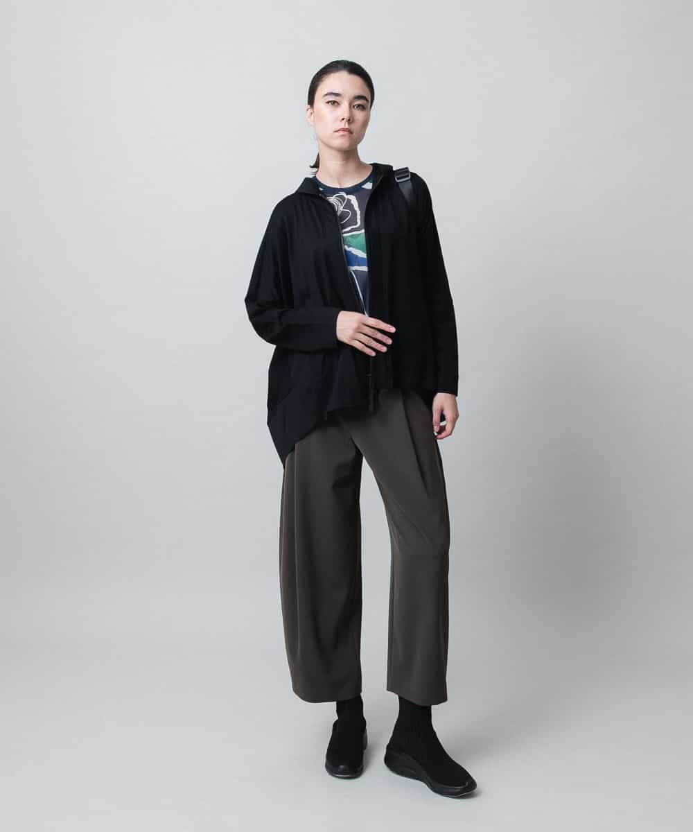 RSTLC71390 TRUNK HIROKO KOSHINO(ヒロココシノ) 【WEB/京王百貨店新宿店限定】切り替えパターンダブルジップパーカー/日本製/洗える ブラック