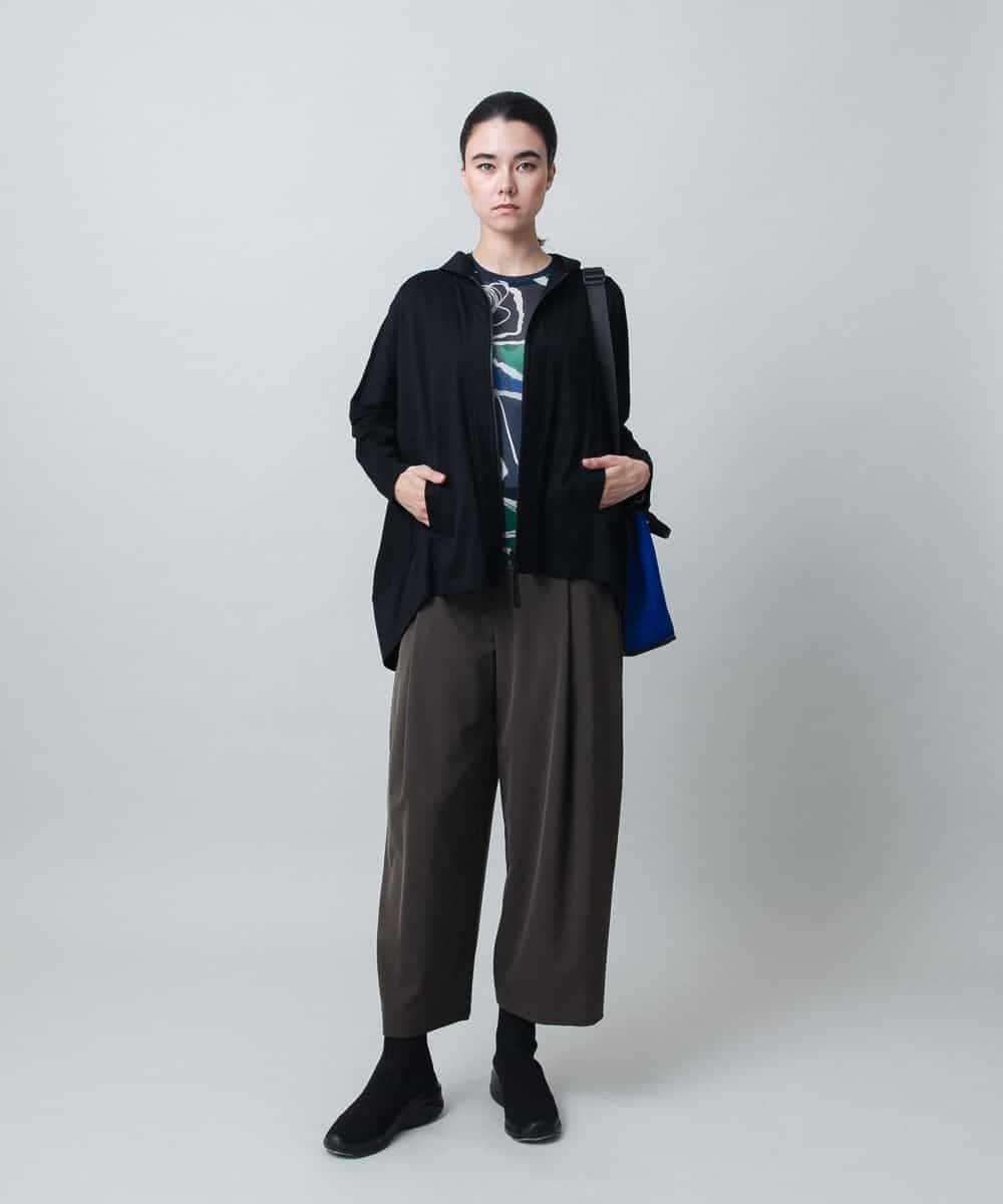 RSTLC71390 TRUNK HIROKO KOSHINO(ヒロココシノ) 【WEB/京王百貨店新宿店限定】切り替えパターンダブルジップパーカー/日本製/洗える ブラック