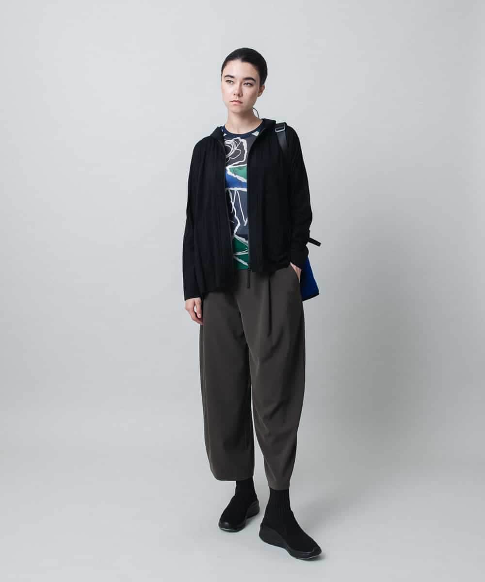 RSTLC71390 TRUNK HIROKO KOSHINO(ヒロココシノ) 【WEB/京王百貨店新宿店限定】切り替えパターンダブルジップパーカー/日本製/洗える ブラック