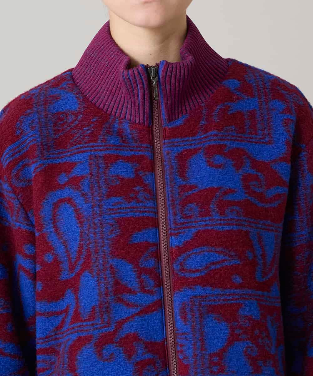 RSUAE11750 TRUNK HIROKO KOSHINO(ヒロココシノ) 幾何ペイズリージャカードニットコート ブルー