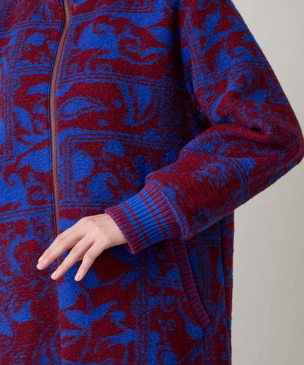RSUAE11750 TRUNK HIROKO KOSHINO(ヒロココシノ) 幾何ペイズリージャカードニットコート ブルー