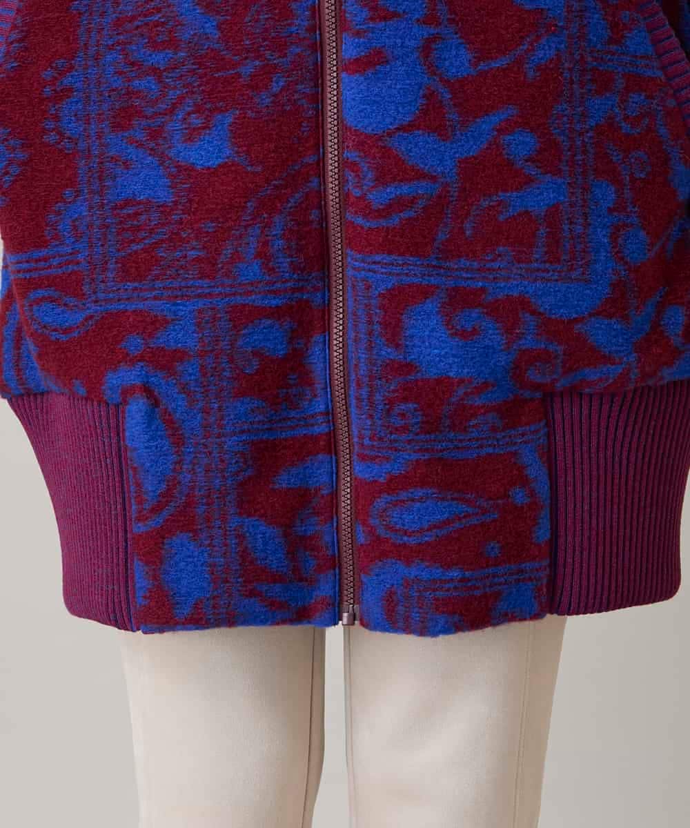 RSUAE11750 TRUNK HIROKO KOSHINO(ヒロココシノ) 幾何ペイズリージャカードニットコート ブルー