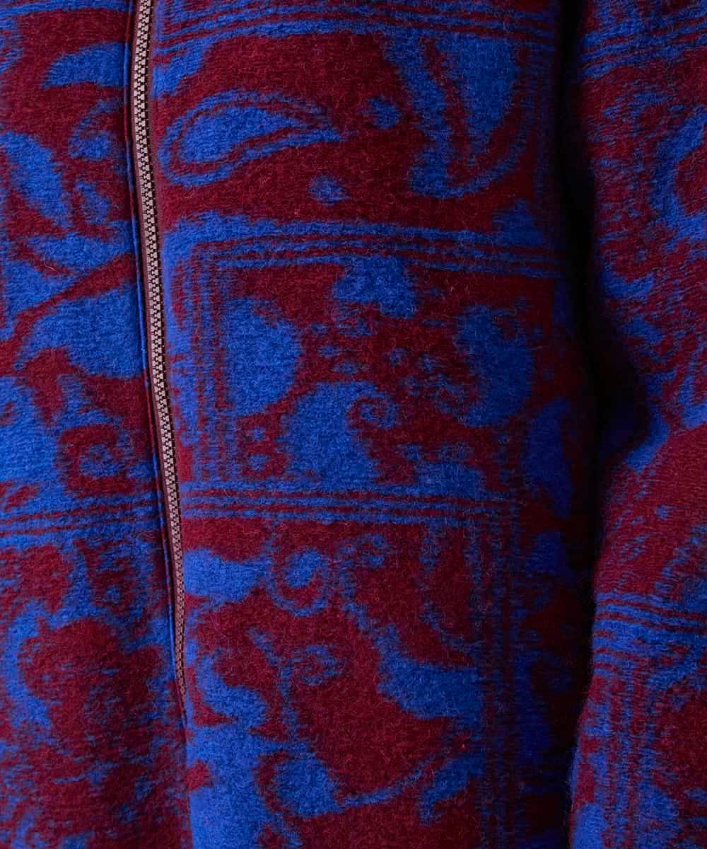 RSUAE11750 TRUNK HIROKO KOSHINO(ヒロココシノ) 幾何ペイズリージャカードニットコート ブルー