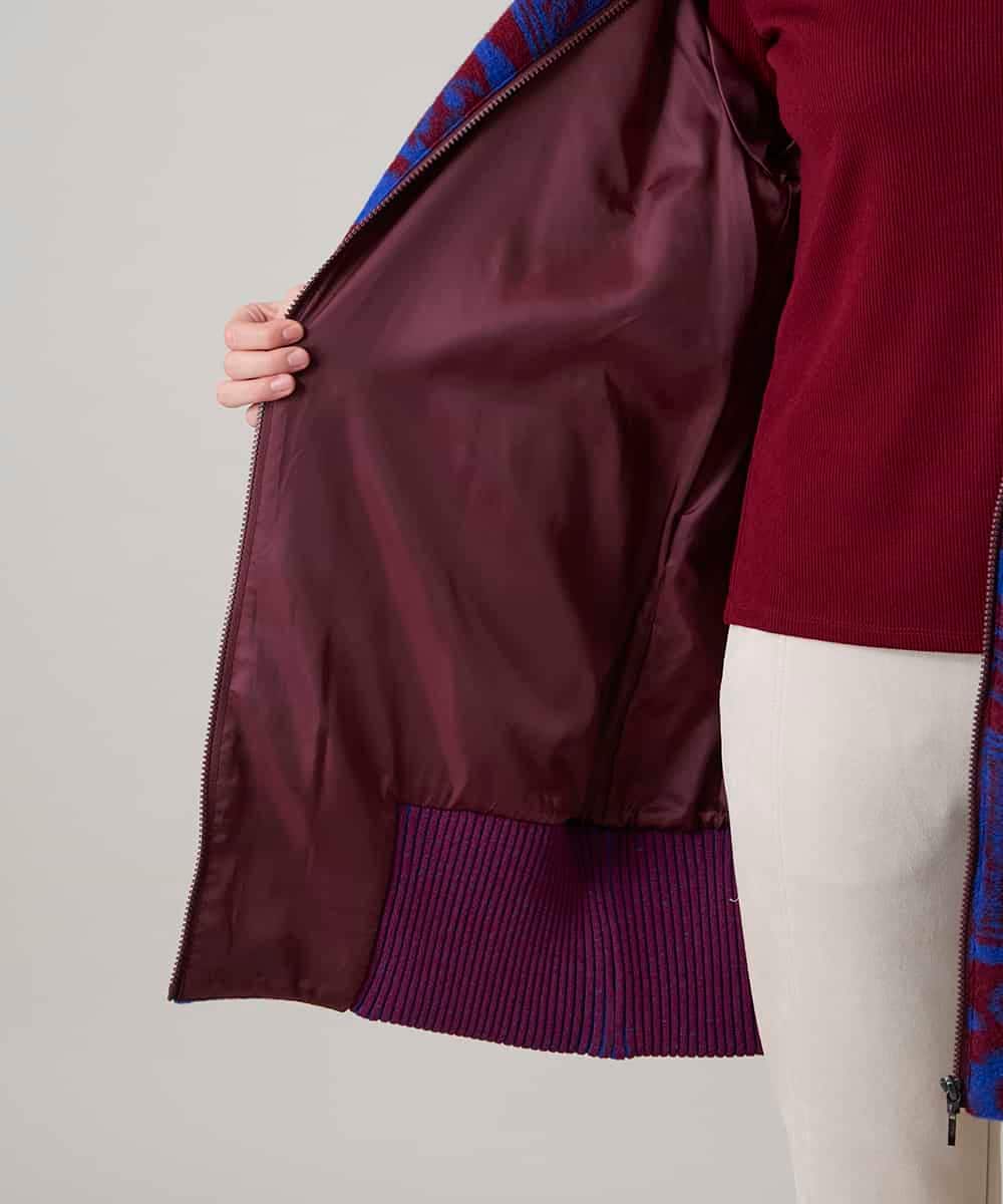 RSUAE11750 TRUNK HIROKO KOSHINO(ヒロココシノ) 幾何ペイズリージャカードニットコート ブルー