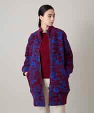 RSUAE11750 TRUNK HIROKO KOSHINO(ヒロココシノ) 幾何ペイズリージャカードニットコート ブルー