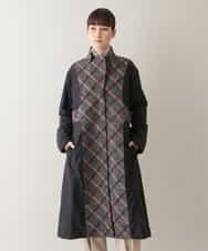 RSUAX30790 TRUNK HIROKO KOSHINO(ヒロココシノ) 【リバーシブル】ウールチェック異素材ドッキングロングコート ダークグレー