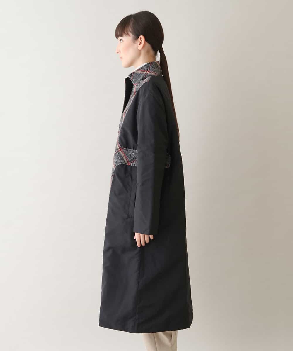 RSUAX30790 TRUNK HIROKO KOSHINO(ヒロココシノ) 【リバーシブル】ウールチェック異素材ドッキングロングコート ダークグレー