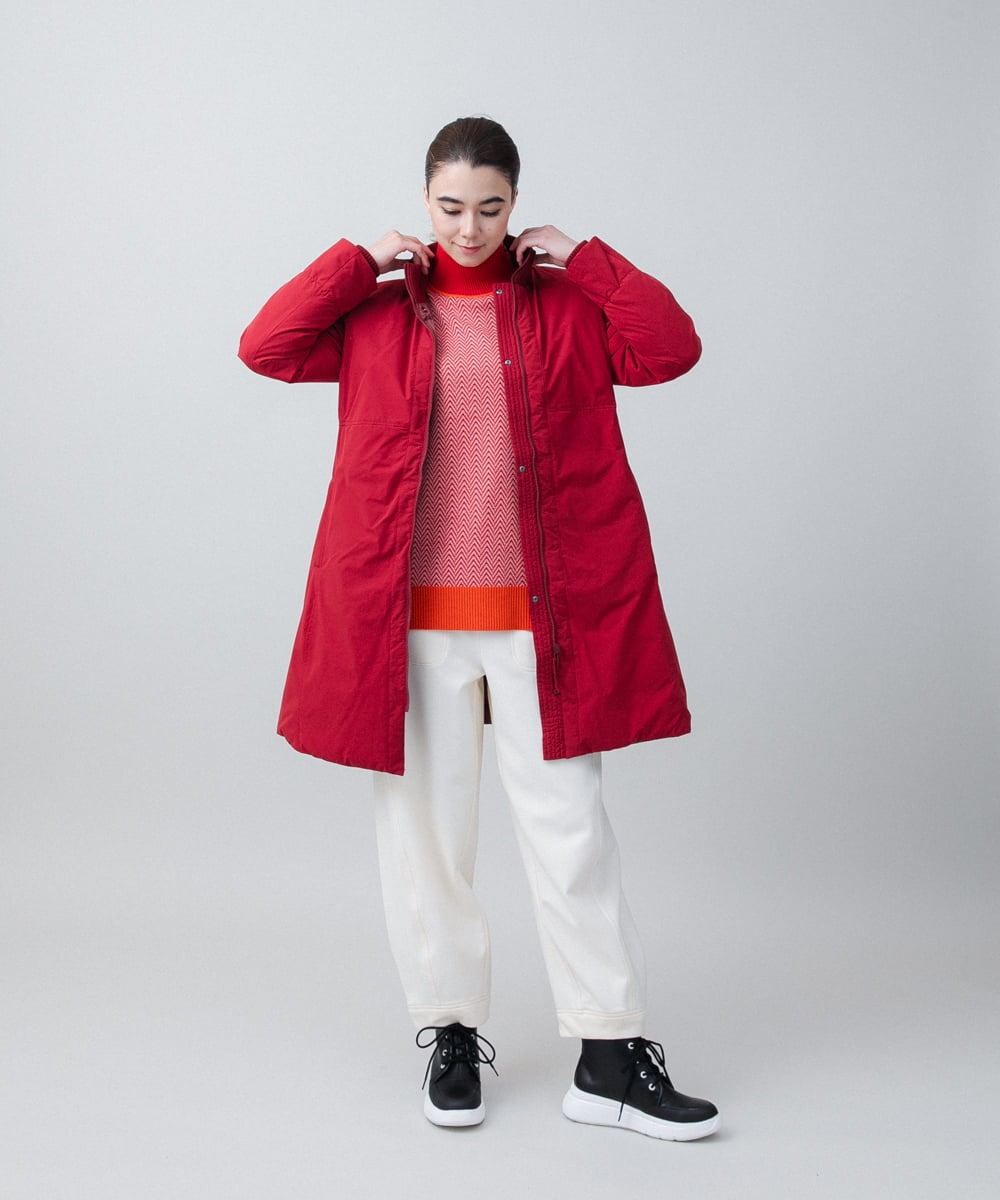 RSUCA01760 TRUNK HIROKO KOSHINO(ヒロココシノ) フリーモーションタフタパテッドコート レッド×ワインレッド