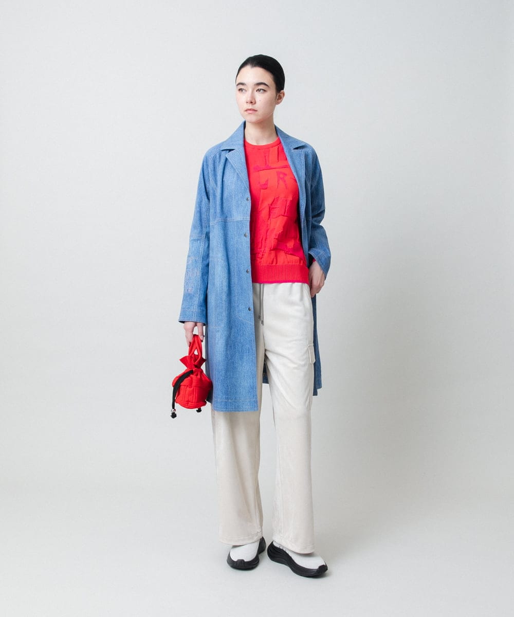 RSUEE23860 TRUNK HIROKO KOSHINO(ヒロココシノ) メッセージプリントデニムロングコート ブルー