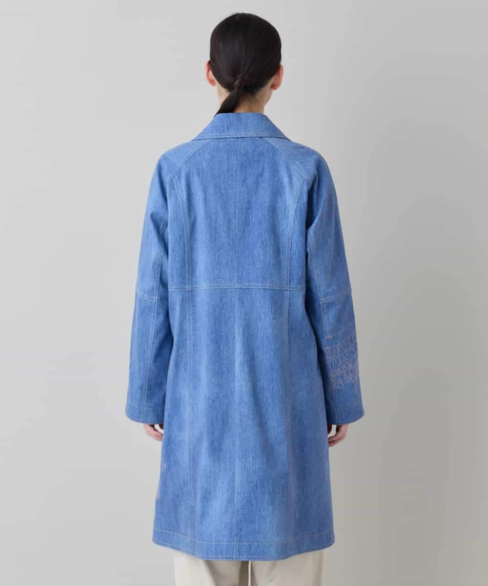 RSUEE23860 TRUNK HIROKO KOSHINO(ヒロココシノ) メッセージプリントデニムロングコート ブルー