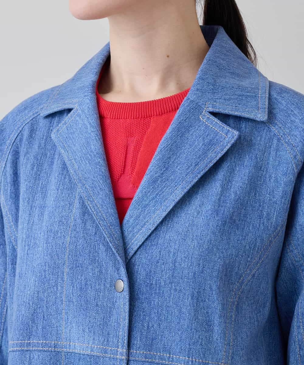 RSUEE23860 TRUNK HIROKO KOSHINO(ヒロココシノ) メッセージプリントデニムロングコート ブルー