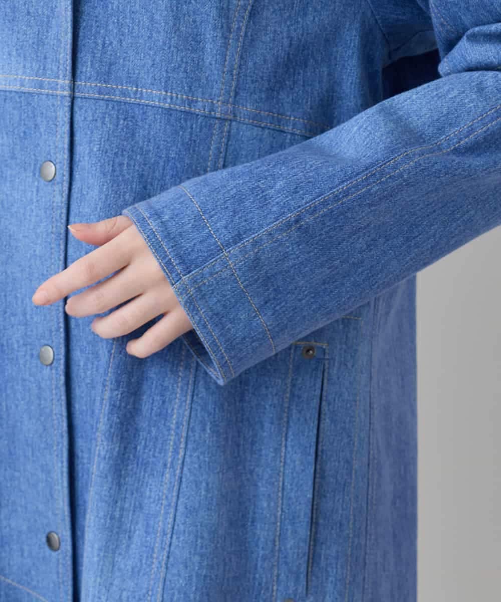 RSUEE23860 TRUNK HIROKO KOSHINO(ヒロココシノ) メッセージプリントデニムロングコート ブルー