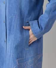 RSUEE23860 TRUNK HIROKO KOSHINO(ヒロココシノ) メッセージプリントデニムロングコート ブルー