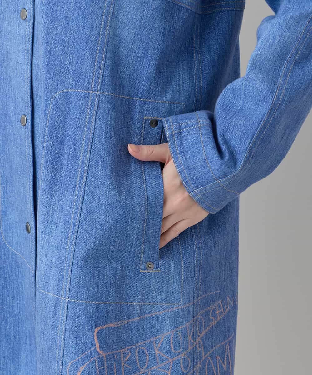 RSUEE23860 TRUNK HIROKO KOSHINO(ヒロココシノ) メッセージプリントデニムロングコート ブルー