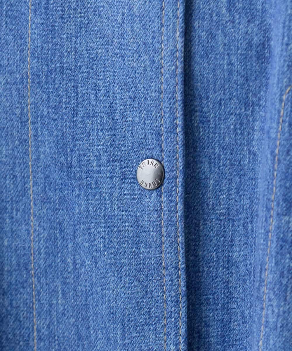 RSUEE23860 TRUNK HIROKO KOSHINO(ヒロココシノ) メッセージプリントデニムロングコート ブルー