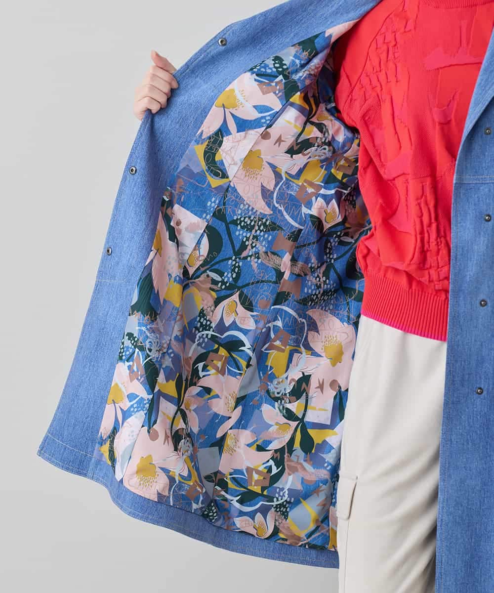 RSUEE23860 TRUNK HIROKO KOSHINO(ヒロココシノ) メッセージプリントデニムロングコート ブルー