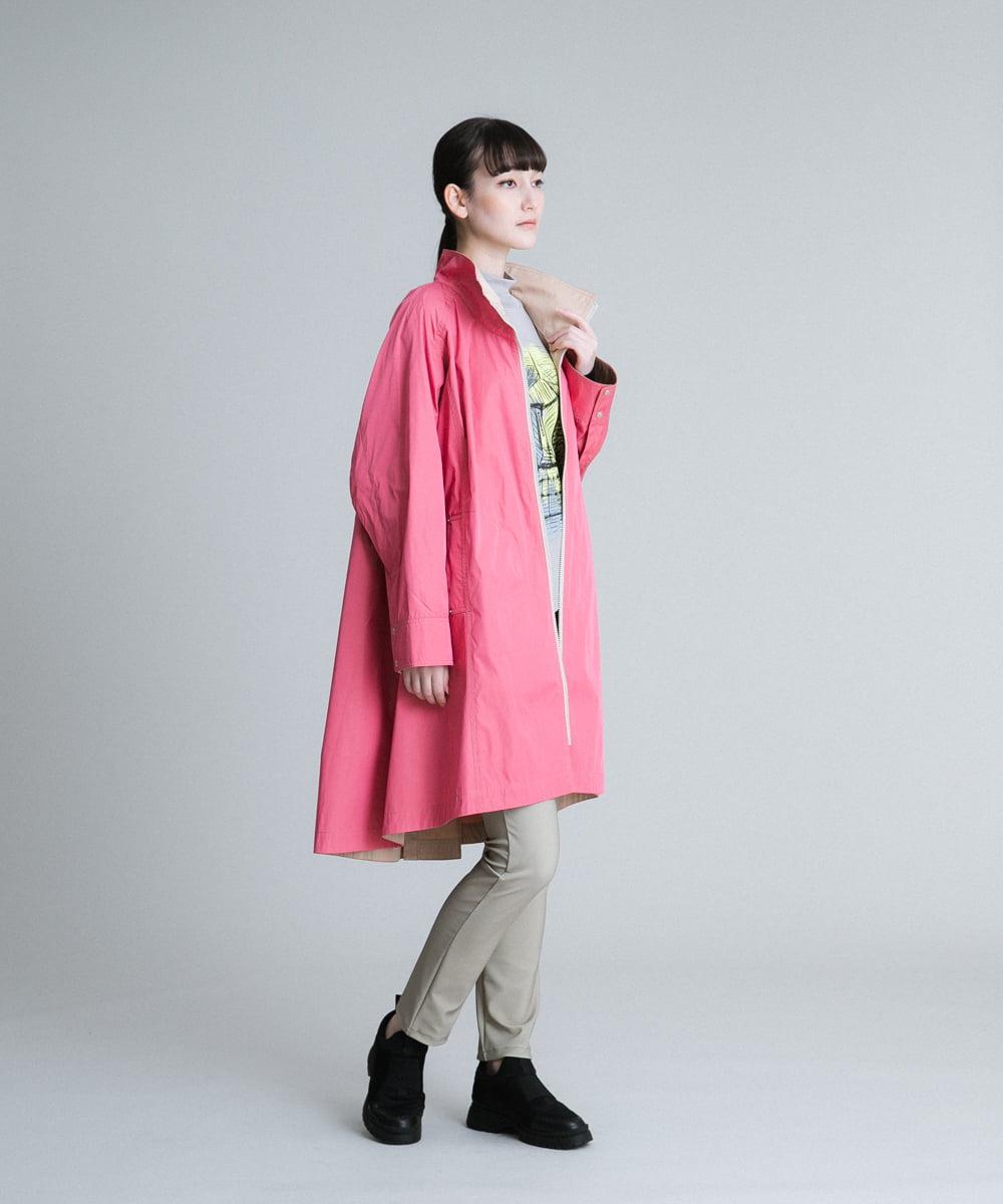 RSUES20660 TRUNK HIROKO KOSHINO(ヒロココシノ) 【洗濯機で洗える】スタンドカラーデザインスプリングコート ピンク