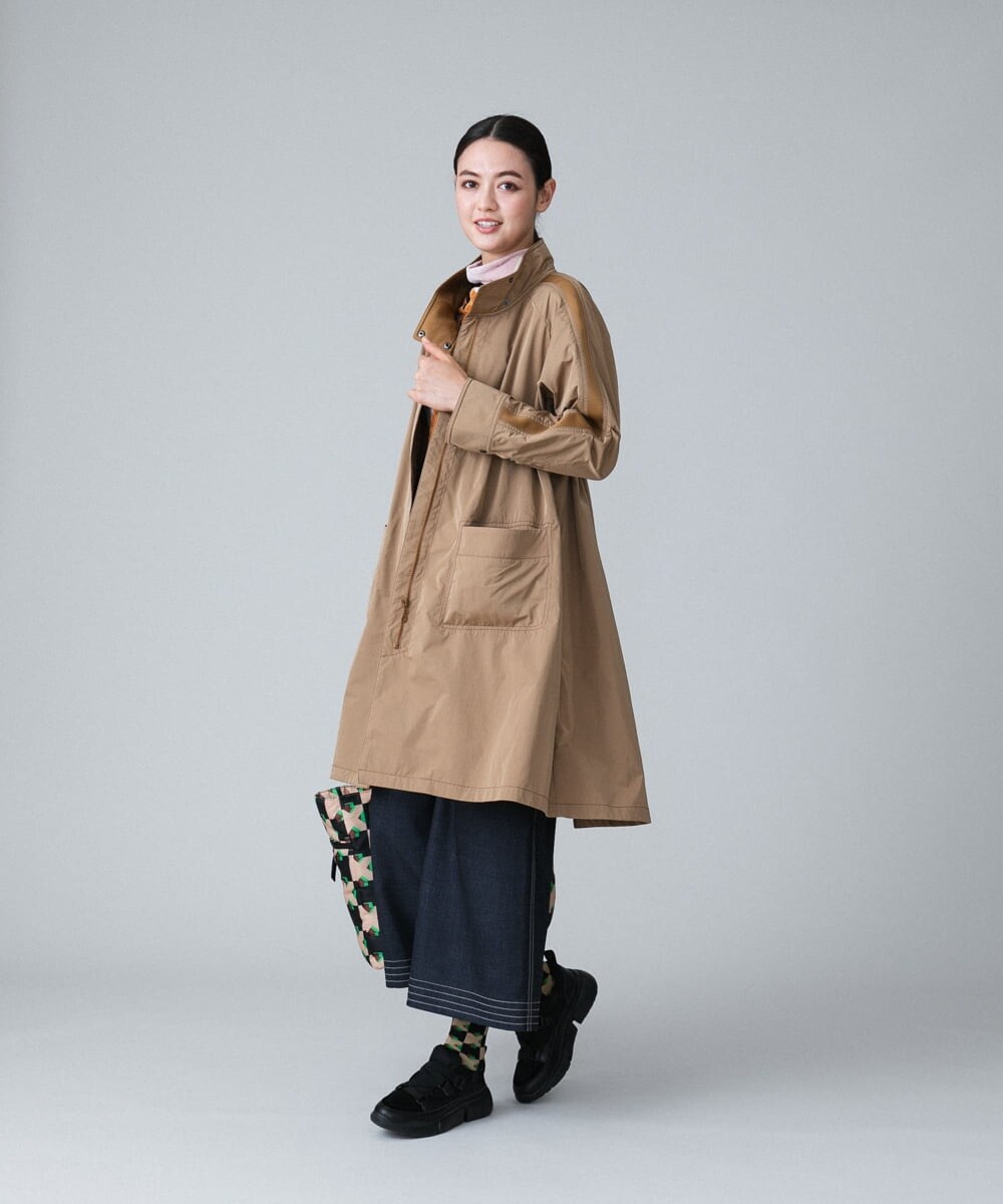 RSUJT33660 TRUNK HIROKO KOSHINO(ヒロココシノ) 【洗濯機で洗える】ジョイントニットデザインタフタコート ベージュ