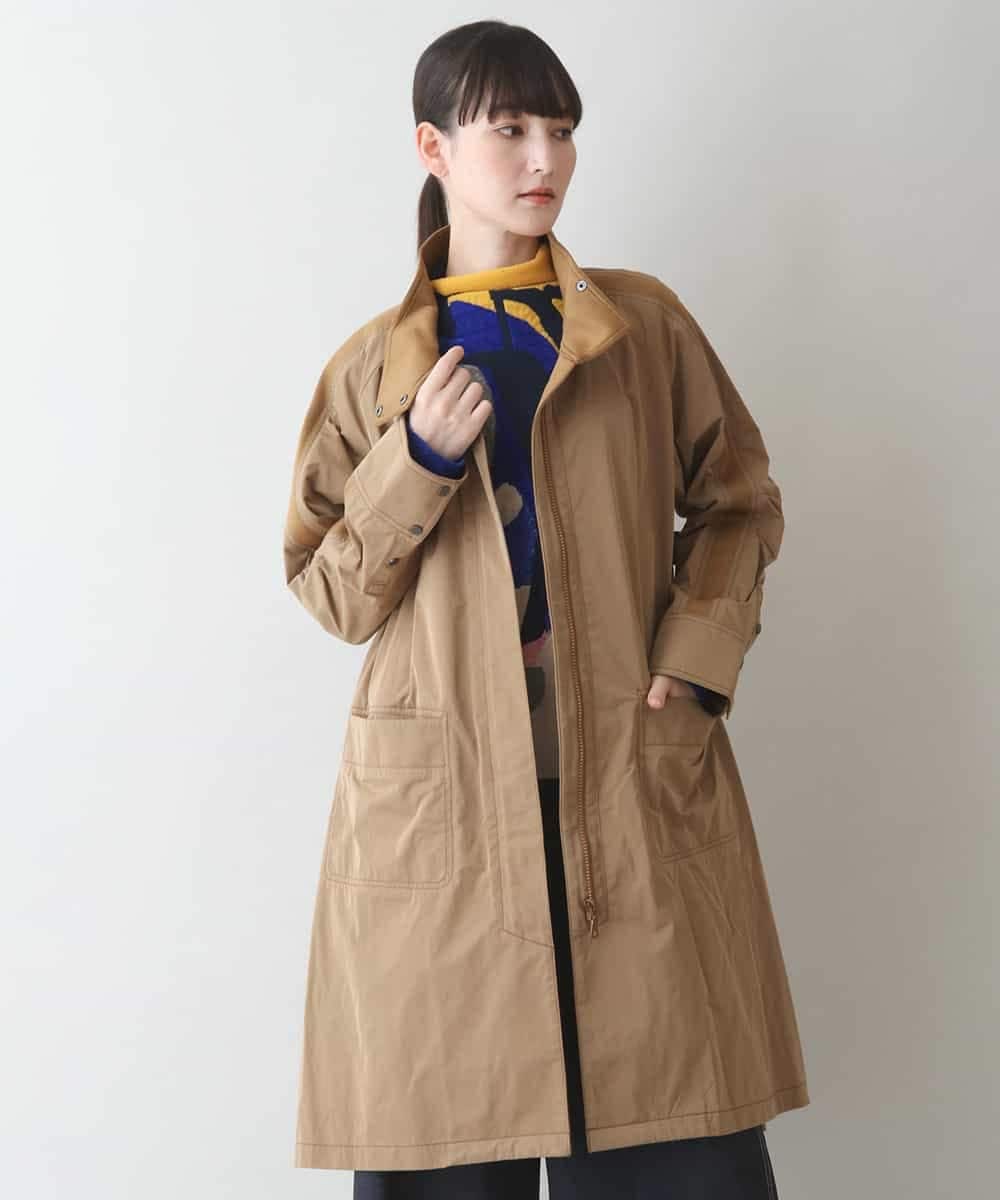 RSUJT33660 TRUNK HIROKO KOSHINO(ヒロココシノ) 【洗濯機で洗える】ジョイントニットデザインタフタコート ベージュ