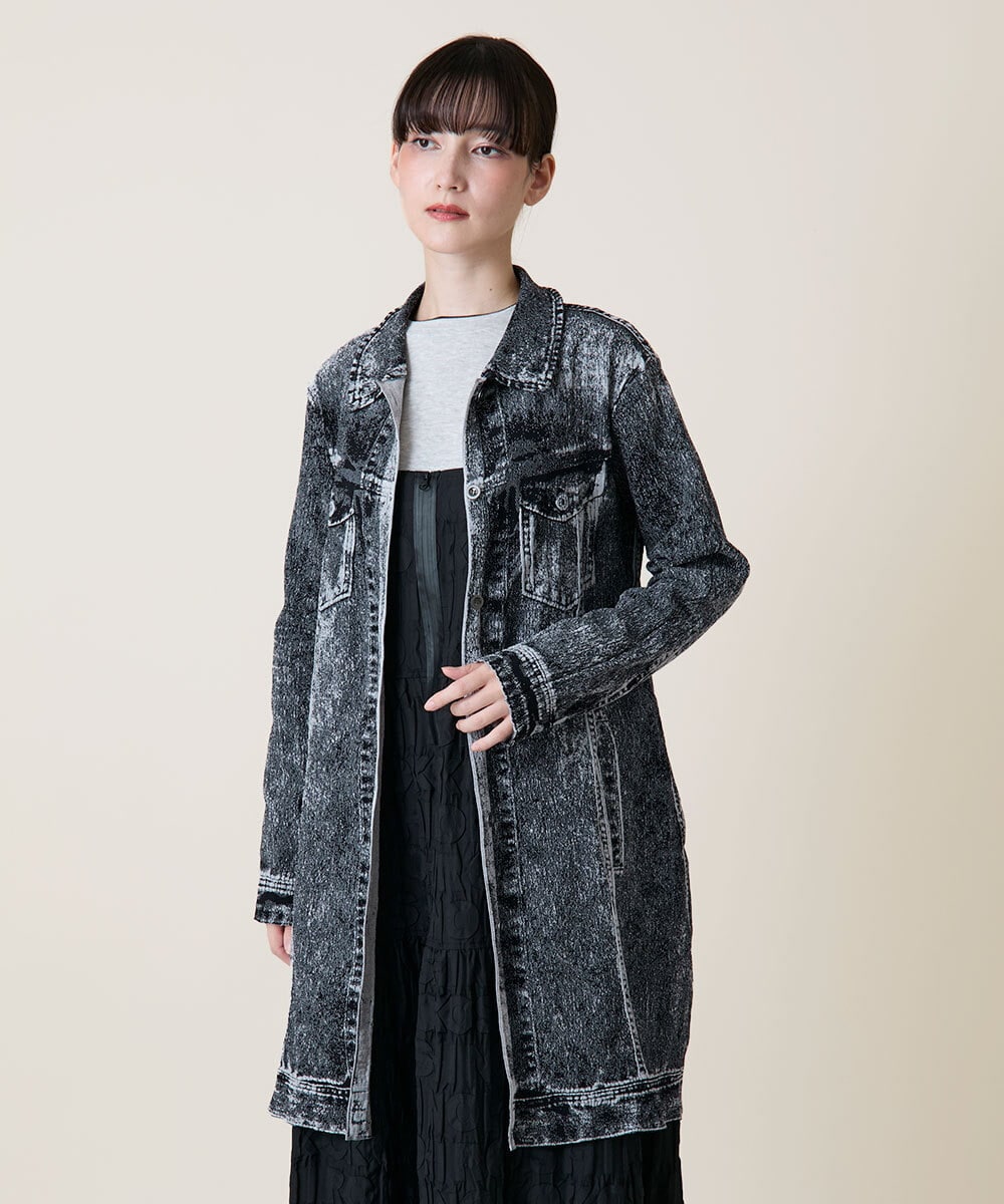 RSULD14660 TRUNK HIROKO KOSHINO(ヒロココシノ) デニムプリモーディアルロングコート/日本製/洗える ブラック